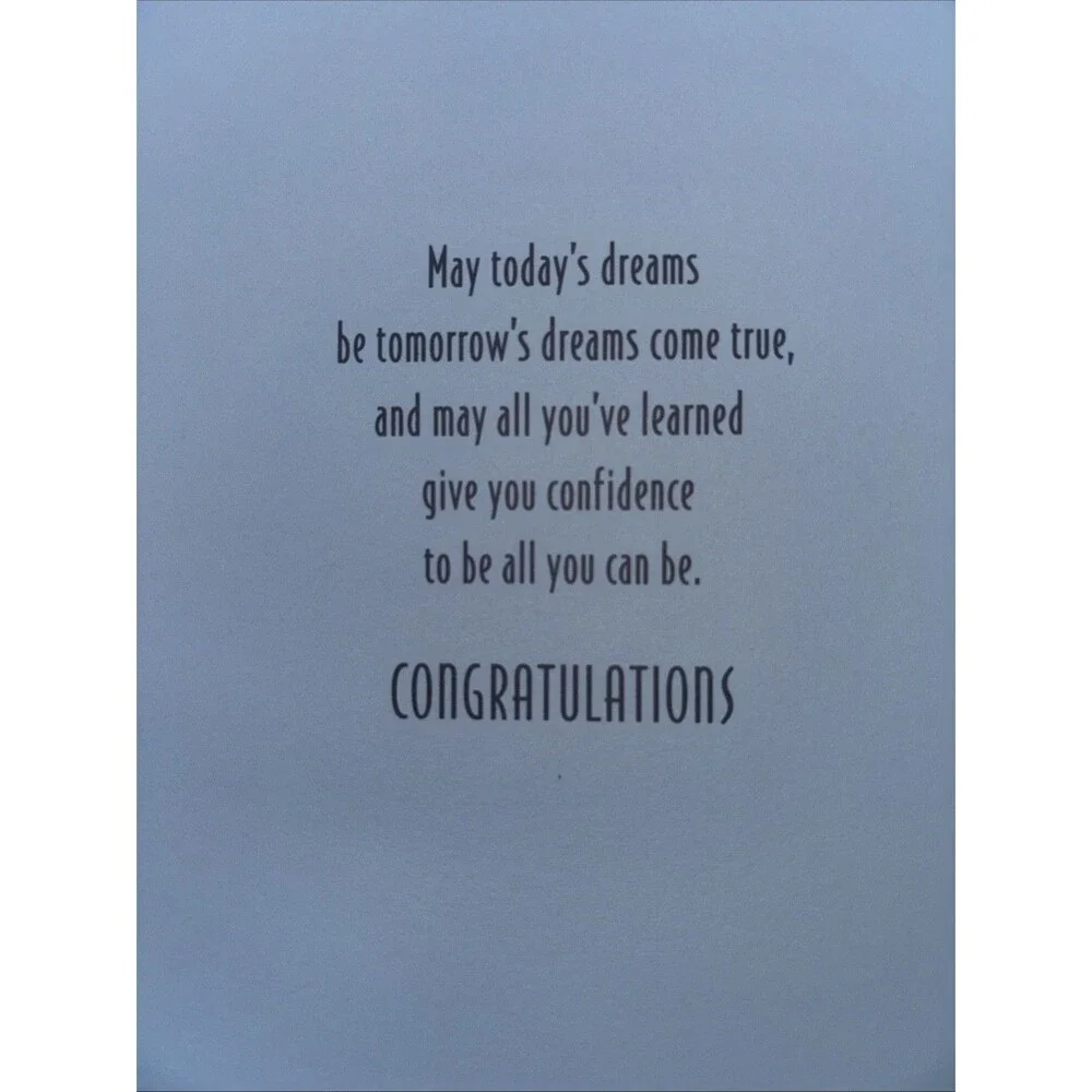 Hallmark Expressions Graduation Greeting Card Globe Floral Blue With Envelope.